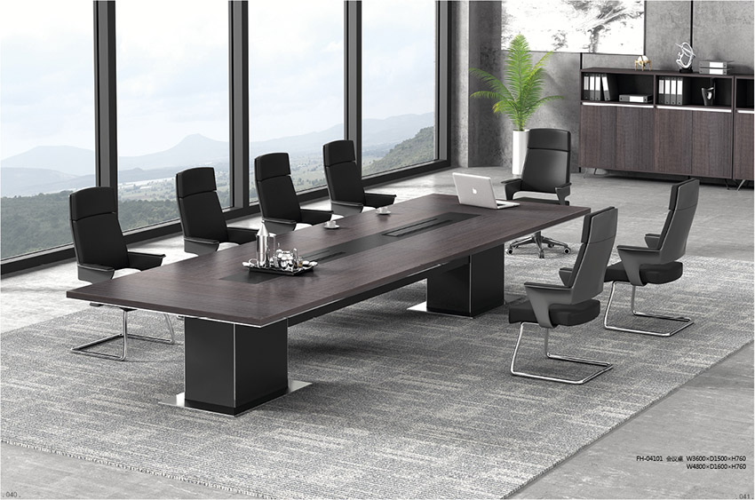 現代時尚長條10人實木油漆會議桌