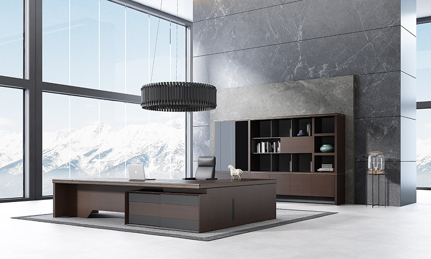 現代時尚高端實木老板辦公桌椅大班臺