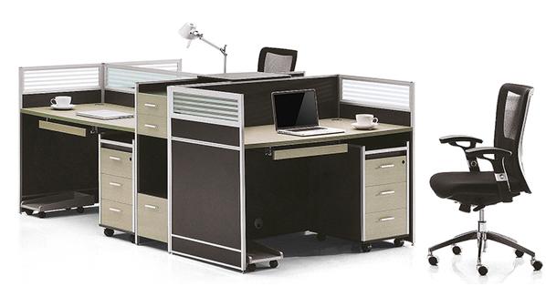 簡約三人直型高屏風辦公桌