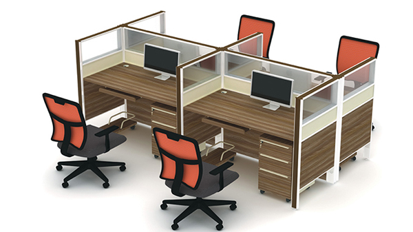 簡約十字型四人高屏風辦公桌隔斷工作卡位